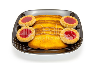 Plate of cookies isolated on a white background