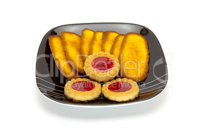 Plate of cookies isolated on a white background