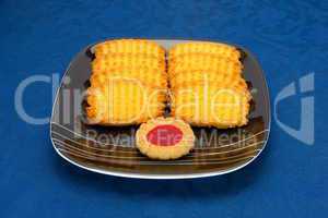 cookies on a Plate on a blue background