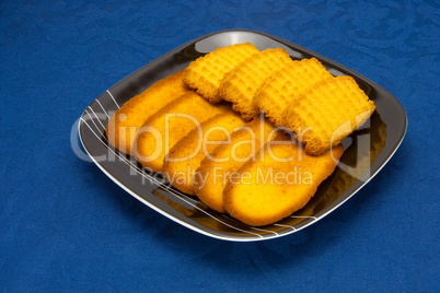 cookies on a Plate on a blue background