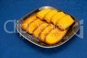 cookies on a Plate on a blue background