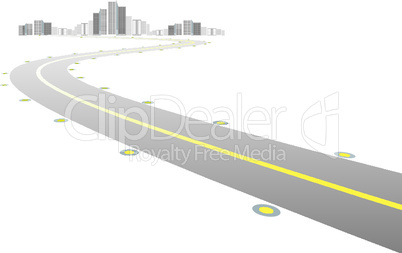 Vector - road leads to city on white background