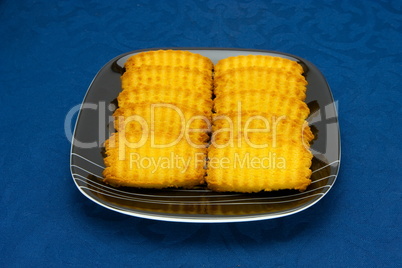 cookies on a Plate on a blue background