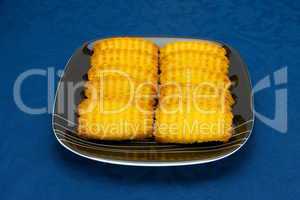 cookies on a Plate on a blue background