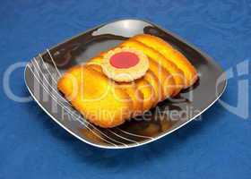 cookies on a Plate on a blue background