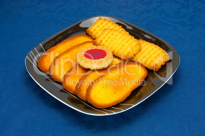 cookies on a Plate on a blue background