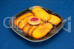 cookies on a Plate on a blue background