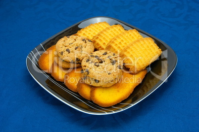 cookies on a Plate on a blue background