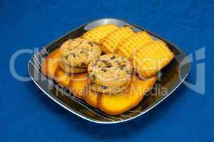 cookies on a Plate on a blue background