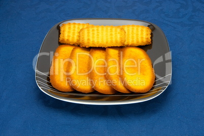 cookies on a Plate on a blue background