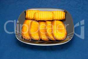 cookies on a Plate on a blue background