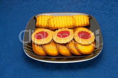 cookies on a Plate on a blue background