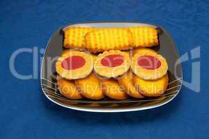 cookies on a Plate on a blue background