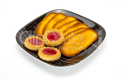 Plate of cookies isolated on a white background