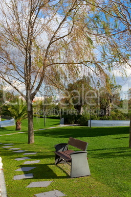 A city park with trees