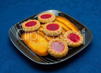 cookies on a Plate on a blue background