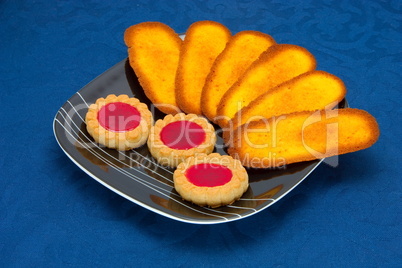 cookies on a Plate on a blue background