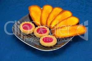 cookies on a Plate on a blue background