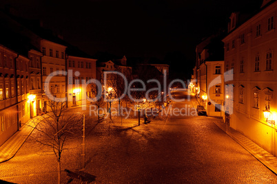 a beautiful night view of the street in Prague