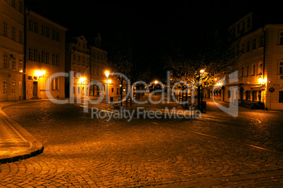 a beautiful night view of the street in Prague