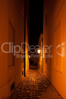 a beautiful night view of the street in Prague