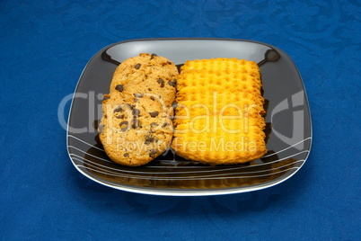 cookies on a Plate on a blue background