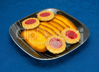 cookies on a Plate on a blue background