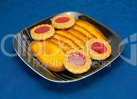 cookies on a Plate on a blue background