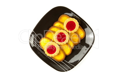 Plate of cookies isolated on white background