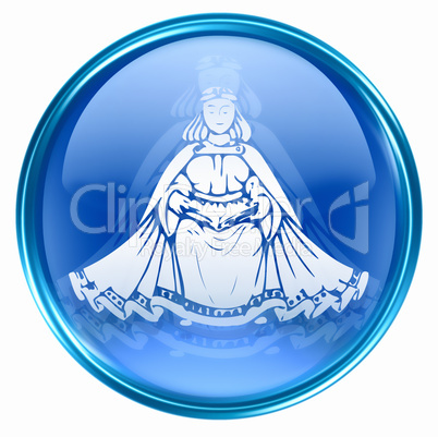 Virgo zodiac button icon, isolated on white background.