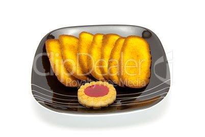 Plate of cookies isolated on a white background