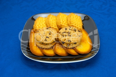 cookies on a Plate on a blue background