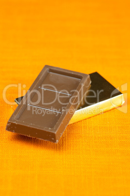 chocolate bars wrapped in the orange fabric
