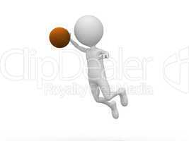 3D playing basketball making a dunk