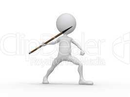 Javelin throwing (3d on white background sports characters serie