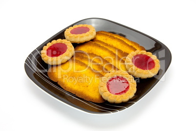 Plate of cookies isolated on a white background