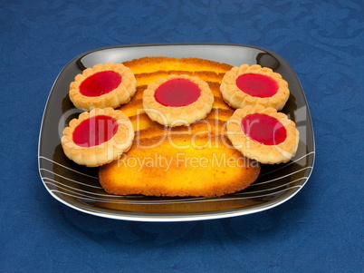 cookies on a Plate on a blue background