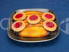 cookies on a Plate on a blue background