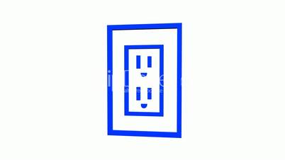 Rotation of 3D Socket.outlet,energy,plug,power,electric,electricity,supply,cable,