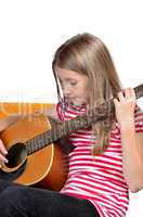 Mädchen spielt  Musik Gitarre