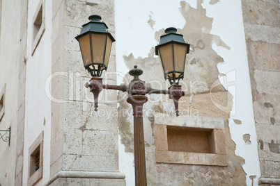Typical metal street lamp at Lisbon