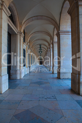 Commerce Square 18th century Arcades in Lisbon, Portugal