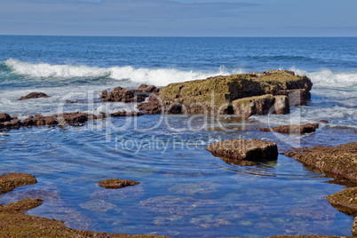 Waves breaking againt rocky coast