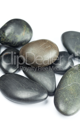 big black spa stones isolated on white