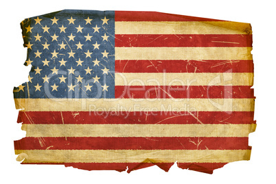United States Flag old, isolated on white background