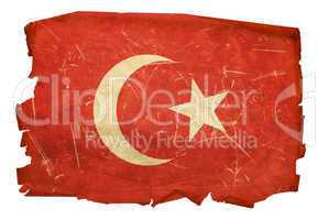 Turkey Flag old, isolated on white background.