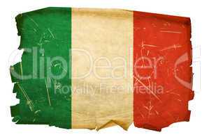 Italy Flag old, isolated on white background.