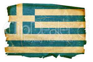 Greece Flag old, isolated on white background