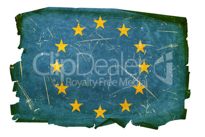 Europe Flag old, isolated on white background.