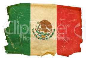 Mexico Flag old, isolated on white background.